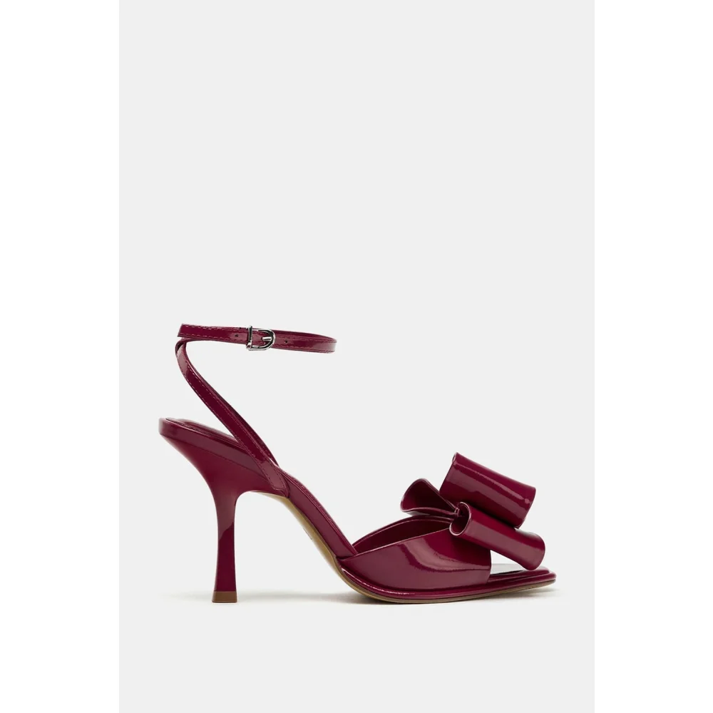 Zara Patent Effect Bow Sandals Size 39 - Picture 2 of 11